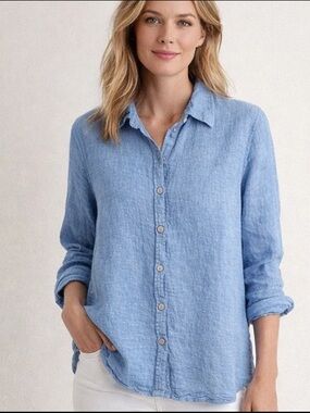 Orvis Light Blue Linen Button-Up Shirt